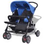 Blauer und schwarzer Zwillingskinderwagen aus Stahl von vidaXL, Kinderwagen - Ref: Foro24-10109, Preis: 176,28 €, Rabatt: %