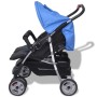 Blauer und schwarzer Zwillingskinderwagen aus Stahl von vidaXL, Kinderwagen - Ref: Foro24-10109, Preis: 176,28 €, Rabatt: %