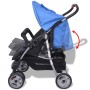 Blauer und schwarzer Zwillingskinderwagen aus Stahl von vidaXL, Kinderwagen - Ref: Foro24-10109, Preis: 176,28 €, Rabatt: %