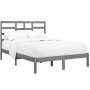 Estructura de cama doble de madera maciza gris 120x190 cm de vidaXL, Camas y somieres - Ref: Foro24-3105767, Precio: 134,21 €...