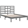 Estructura de cama doble de madera maciza gris 120x190 cm de vidaXL, Camas y somieres - Ref: Foro24-3105767, Precio: 134,21 €...