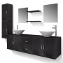 Conjunto de muebles de baño con lavabo y grifo 11 piezas negro de vidaXL, Muebles de baño - Ref: Foro24-273687, Precio: 455,1...