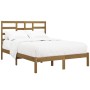 Estructura de cama doble madera maciza marrón miel 120x190 cm de vidaXL, Camas y somieres - Ref: Foro24-3105768, Precio: 128,...