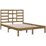 Estructura de cama doble madera maciza marrón miel 120x190 cm de vidaXL, Camas y somieres - Ref: Foro24-3105768, Precio: 128,...