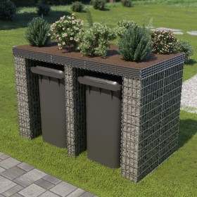 Gabion wall for steel garbage container 190x100x130cm by vidaXL, Waste container supports - Ref: Foro24-143607, Price: 294,99...