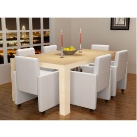 Sillas de comedor 6 uds cuero sintético blanco de vidaXL, Sillas de comedor - Ref: Foro24-160186, Precio: 731,22 €, Descuento: %