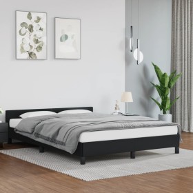 Bed frame with headboard black synthetic leather 140x200cm by vidaXL, Beds and slatted bases - Ref: Foro24-347501, Price: 140...