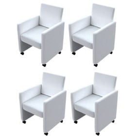 Sillas de comedor 4 unidades cuero sintético blanco de vidaXL, Sillas de comedor - Ref: Foro24-160185, Precio: 488,38 €, Desc...