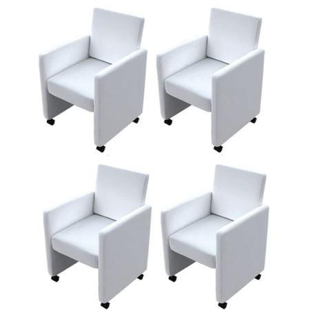 Sillas de comedor 4 unidades cuero sintético blanco de vidaXL, Sillas de comedor - Ref: Foro24-160185, Precio: 498,25 €, Desc...