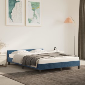 Dark blue velvet bed frame with headboard 140x200 cm by vidaXL, Beds and slatted bases - Ref: Foro24-347577, Price: 132,75 €,...