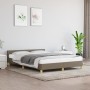 Bed frame with headboard in taupe gray fabric 140x200 cm by vidaXL, Beds and slatted bases - Ref: Foro24-347419, Price: 123,7...