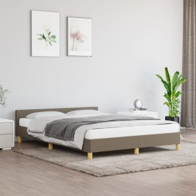 Bed frame with headboard in taupe gray fabric 140x200 cm by vidaXL, Beds and slatted bases - Ref: Foro24-347419, Price: 123,9...