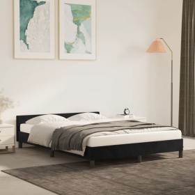 Bed frame with black velvet headboard 140x200 cm by vidaXL, Beds and slatted bases - Ref: Foro24-347575, Price: 132,75 €, Dis...