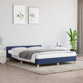 Bed frame with headboard gray taupe blue fabric 140x200 cm by vidaXL, Beds and slatted bases - Ref: Foro24-347421, Price: 115...