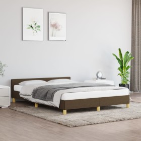 Bed frame with headboard in brown fabric 140x200 cm by vidaXL, Beds and slatted bases - Ref: Foro24-347418, Price: 125,60 €, ...