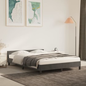 Dark gray velvet bed frame with headboard 140x200 cm by vidaXL, Beds and slatted bases - Ref: Foro24-347574, Price: 122,36 €,...