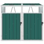 Double shed green steel garbage container 143x81x121 cm by vidaXL, Waste container supports - Ref: Foro24-46277, Price: 177,7...