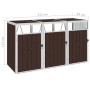 Cobertizo triple contenedor de basura acero marrón 213x81x121cm de vidaXL, Soportes para contenedores de residuos - Ref: Foro...