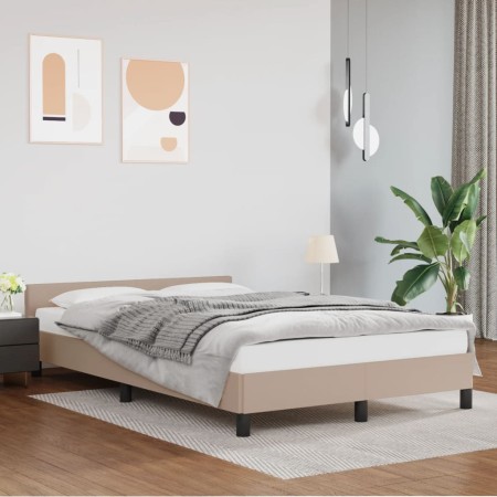 Cappuccino synthetic leather headboard bed frame 140x200cm by vidaXL, Beds and slatted bases - Ref: Foro24-347506, Price: 141...