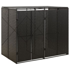 Cobertizo para 2 contenedores de basura ratán PE 140x80x117cm de vidaXL, Soportes para contenedores de residuos - Ref: Foro24...