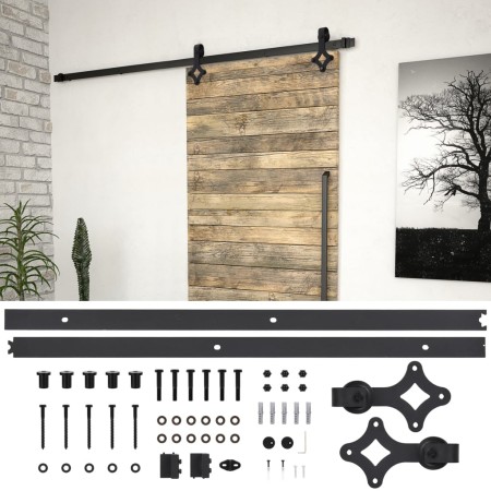 Kit de herrajes para puertas correderas SKIEN acero negro 200cm de vidaXL, Marcos de puertas - Ref: Foro24-145261, Precio: 68...