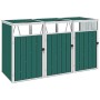 Triple shed green steel garbage container 213x81x121 cm by vidaXL, Waste container supports - Ref: Foro24-46281, Price: 362,0...