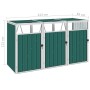 Triple shed green steel garbage container 213x81x121 cm by vidaXL, Waste container supports - Ref: Foro24-46281, Price: 362,0...