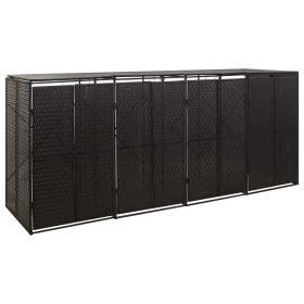 Schuppen für 4 PE-Rattan-Müllcontainer 274x80x117 cm von vidaXL, Halterungen für Abfallbehälter - Ref: Foro24-319863, Preis: ...