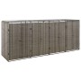 Schuppen mit 4 grauen PE-Rattan-Müllcontainern 274x80x117 cm von vidaXL, Halterungen für Abfallbehälter - Ref: Foro24-319867,...