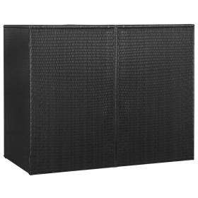 Doppelter Schuppen-Mülleimer aus schwarzem synthetischem Rattan, 153 x 78 x 120 cm von vidaXL, Halterungen für Abfallbehälter...