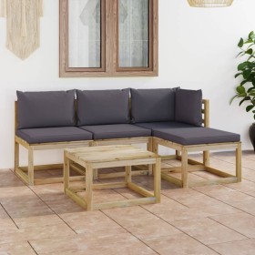 Juego de muebles de jardín 5 piezas con cojines antracita de vidaXL, Conjuntos de jardín - Ref: Foro24-3064940, Precio: 291,9...