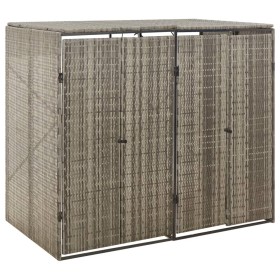 Shed for 2 gray PE rattan garbage containers 140x80x117cm by vidaXL, Waste container supports - Ref: Foro24-319865, Price: 20...