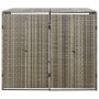 Shed for 2 gray PE rattan garbage containers 140x80x117cm by vidaXL, Waste container supports - Ref: Foro24-319865, Price: 21...