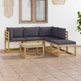 6-piece garden furniture set with anthracite gray cushions by vidaXL, Garden sets - Ref: Foro24-3064944, Price: 353,99 €, Dis...