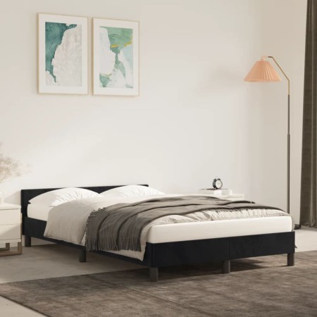 Bed frame with black velvet headboard 120x200 cm by vidaXL, Beds and slatted bases - Ref: Foro24-347563, Price: 117,93 €, Dis...