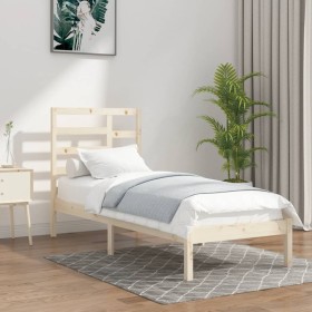 Estructura de cama madera maciza de pino 90x200 cm de vidaXL, Camas y somieres - Ref: Foro24-3105780, Precio: 80,99 €, Descue...