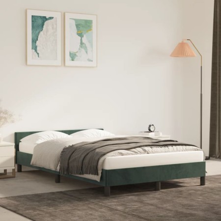 Dark green velvet bed frame with headboard 120x200 cm by vidaXL, Beds and slatted bases - Ref: Foro24-347564, Price: 125,07 €...