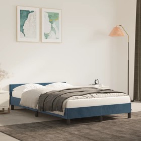 Dark blue velvet bed frame with headboard 120x200cm by vidaXL, Beds and slatted bases - Ref: Foro24-347565, Price: 124,28 €, ...