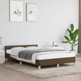 Dark brown fabric bed frame with headboard 120x200cm by vidaXL, Beds and slatted bases - Ref: Foro24-347402, Price: 120,24 €,...