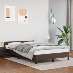 Brown synthetic leather headboard bed frame 120x200 cm by vidaXL, Beds and slatted bases - Ref: Foro24-347492, Price: 121,28 ...