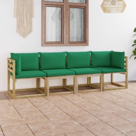 4-seater garden sofa with green cushions by vidaXL, Garden sets - Ref: Foro24-3065089, Price: 222,86 €, Discount: %