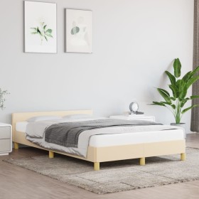 Bed frame with cream fabric headboard 120x200 cm by vidaXL, Beds and slatted bases - Ref: Foro24-347404, Price: 120,24 €, Dis...