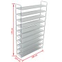 Shoe rack with 10 shelves in metal and silver non-woven textile by vidaXL, Shoe racks and shoe organizers - Ref: Foro24-24563...