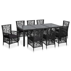 Conjunto de comedor de exterior 9 piezas ratán sintético negro de vidaXL, Conjuntos de jardín - Ref: Foro24-44086, Precio: 65...