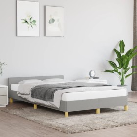 Light gray fabric bed frame with headboard 120x200 cm by vidaXL, Beds and slatted bases - Ref: Foro24-347399, Price: 112,77 €...