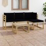 Juego de muebles de jardín 5 piezas con cojines negros de vidaXL, Conjuntos de jardín - Ref: Foro24-3065151, Precio: 297,14 €...