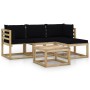 5-piece garden furniture set with black cushions by vidaXL, Garden sets - Ref: Foro24-3065151, Price: 297,99 €, Discount: %