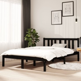 Black solid wood bed frame 120x190 cm by vidaXL, Beds and slatted bases - Ref: Foro24-814858, Price: 113,78 €, Discount: %