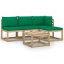 5-piece garden furniture set with green cushions by vidaXL, Garden sets - Ref: Foro24-3065090, Price: 240,83 €, Discount: %