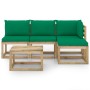 5-piece garden furniture set with green cushions by vidaXL, Garden sets - Ref: Foro24-3065090, Price: 240,83 €, Discount: %